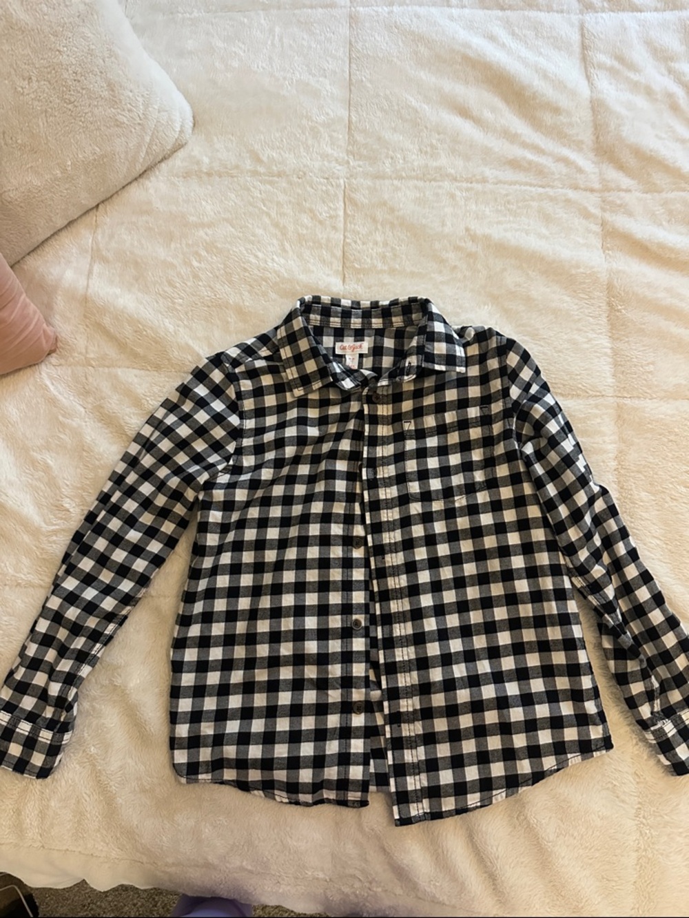 Cat & Jack Black and White Gingham Button-Down Shirt